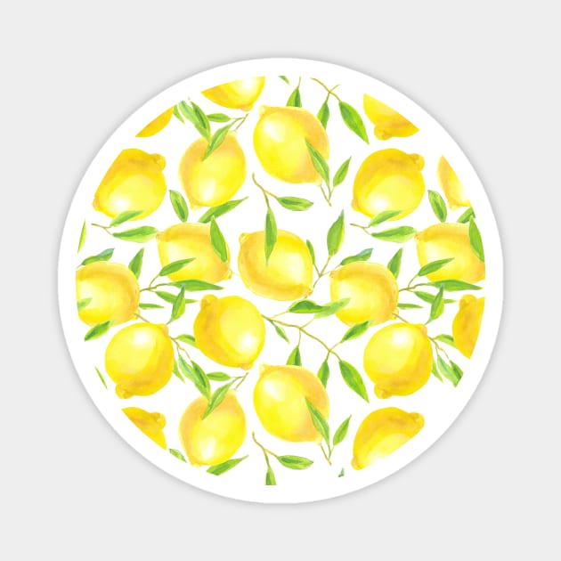 Lemons and leaves  pattern design Magnet by katerinamk